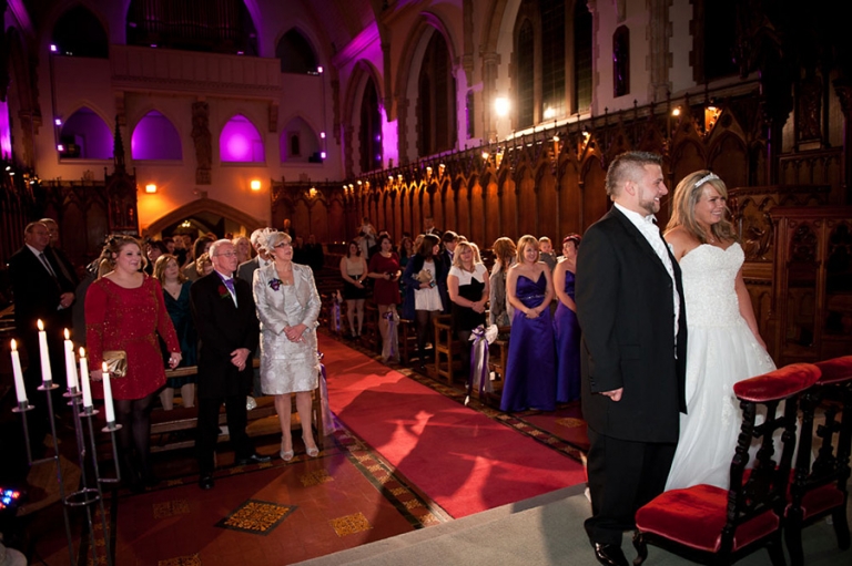 St Augustine's chapel wedding showing the beautiful colours and lights